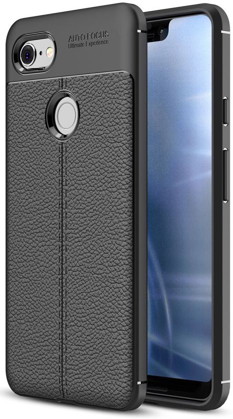 Google Pixel 3 XL Hoesje met Kunstleer Coating Zwart afbeelding 1
