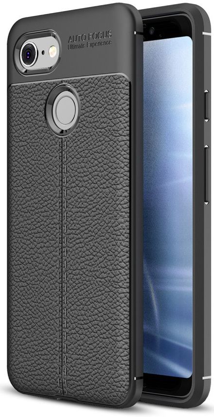 Google Pixel 3 Hoesje met Kunstleer Coating Zwart afbeelding 1
