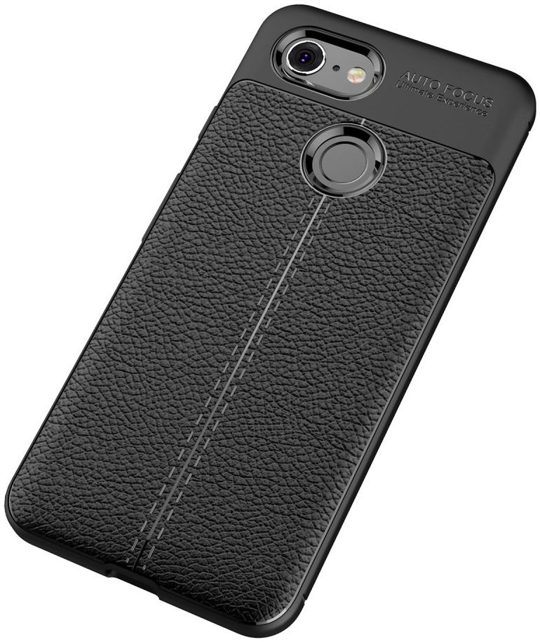 Google Pixel 3 Hoesje met Kunstleer Coating Zwart afbeelding 4