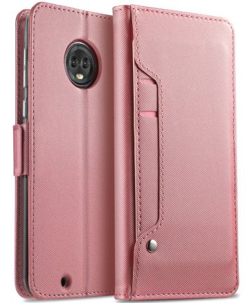 Motorola Moto G6 Plus Book Cover met Spiegel Roze Goud Hoesjes
