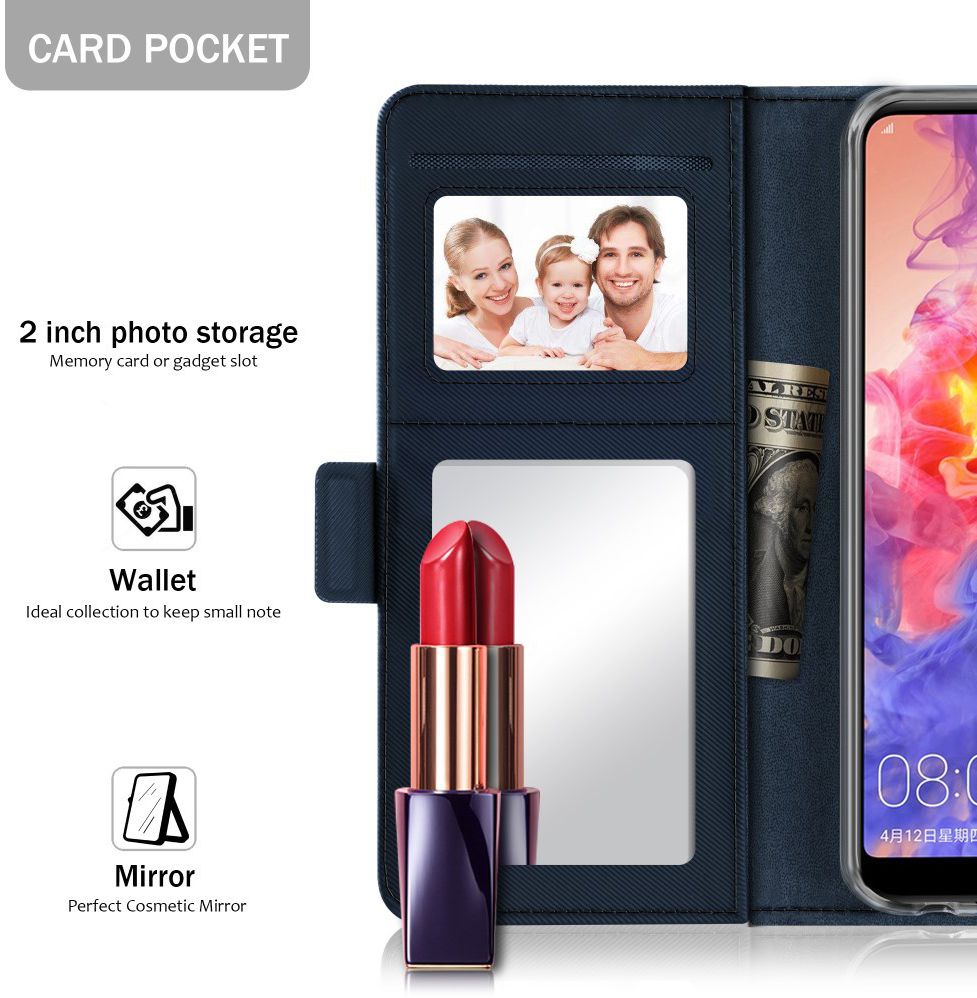 Huawei P20 Book Cover met Spiegel Blauw afbeelding 3
