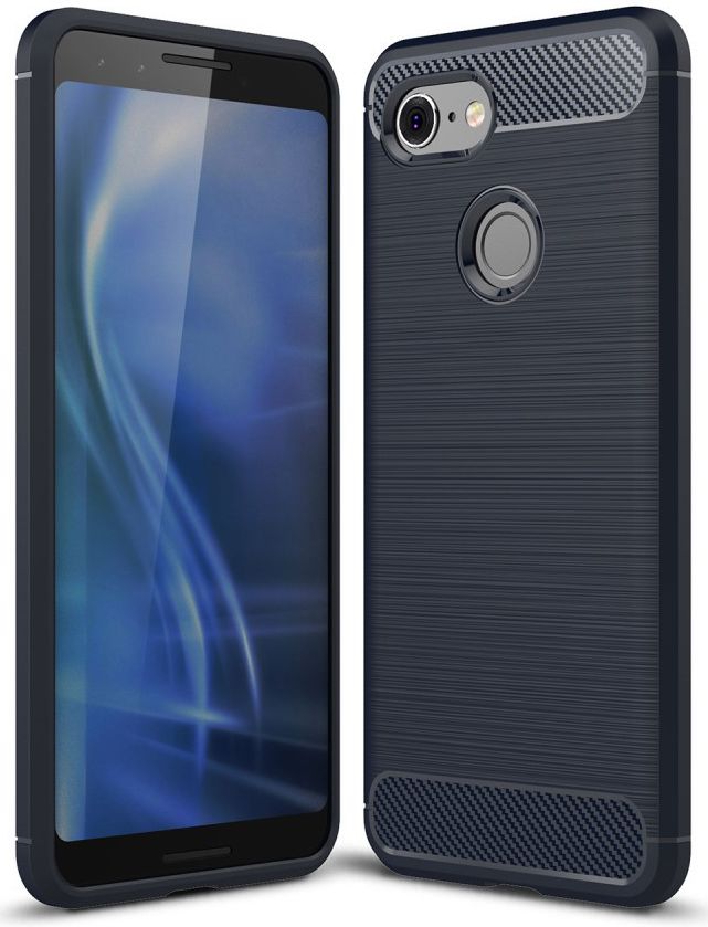 Google Pixel 3 Geborsteld TPU Hoesje Blauw afbeelding 1