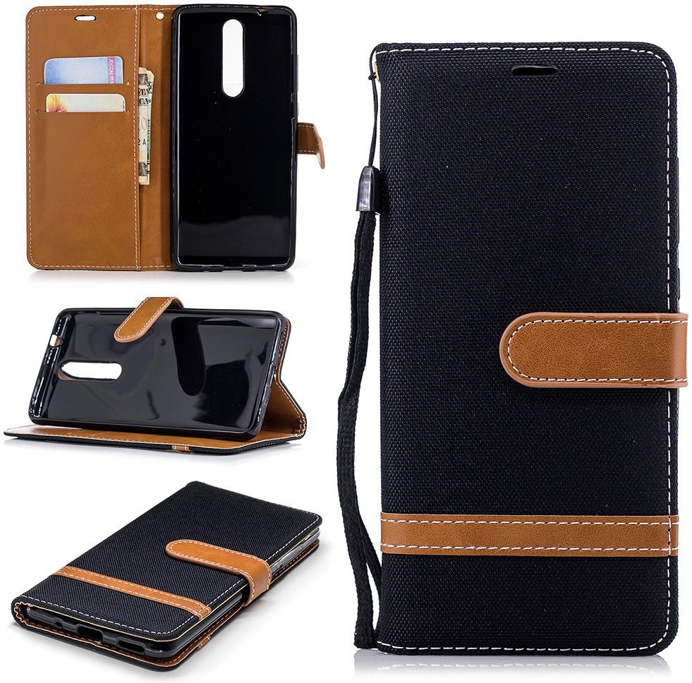 Nokia 5.1 Jeans Portemonnee hoesje Zwart afbeelding 10