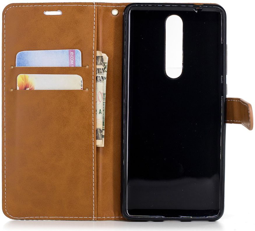 Nokia 5.1 Jeans Portemonnee hoesje Grijs afbeelding 2