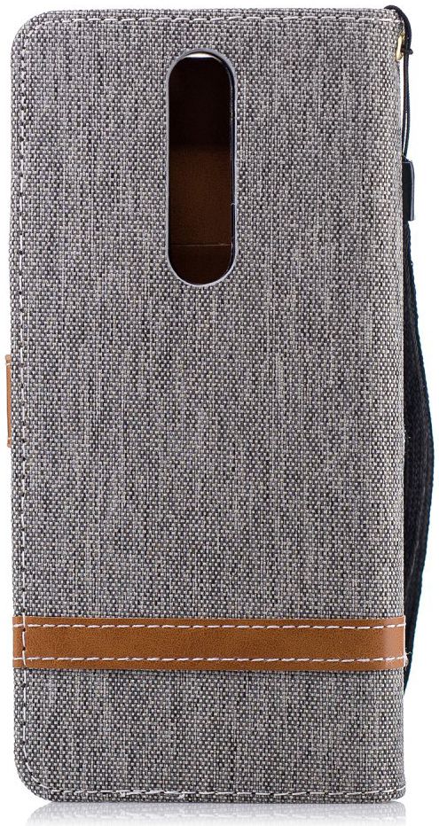 Nokia 5.1 Jeans Portemonnee hoesje Grijs afbeelding 4