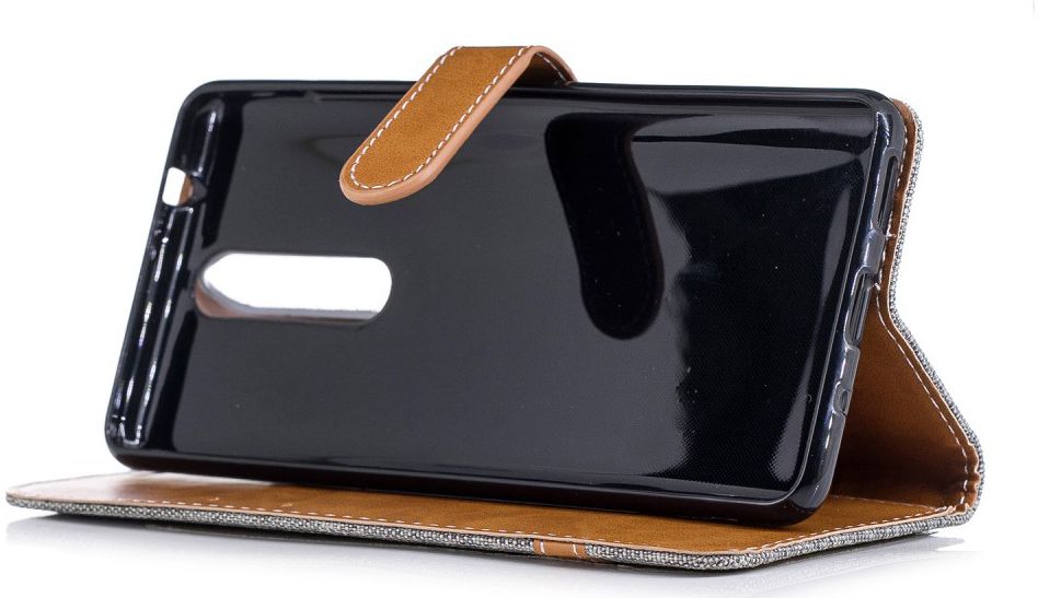 Nokia 5.1 Jeans Portemonnee hoesje Grijs afbeelding 5