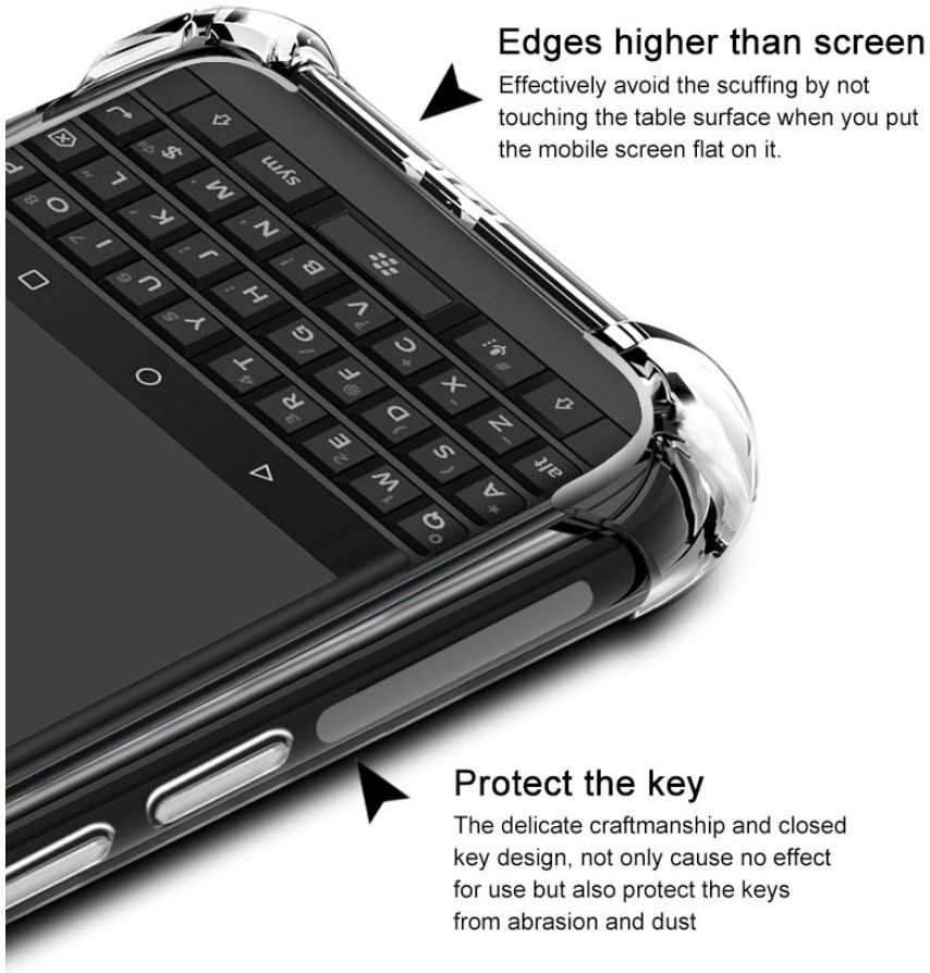 IMAK BlackBerry KEY2 Hoesje TPU met Screenprotector Metaal Zwart afbeelding 4