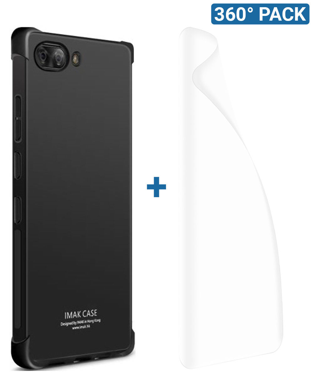 IMAK BlackBerry KEY2 Hoesje TPU met Screenprotector Metaal Zwart afbeelding 1