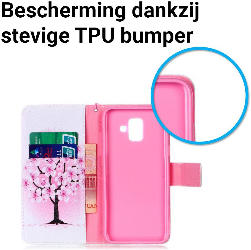 Samsung Galaxy A6 Portemonnee Hoesje Plum Blossom afbeelding 4