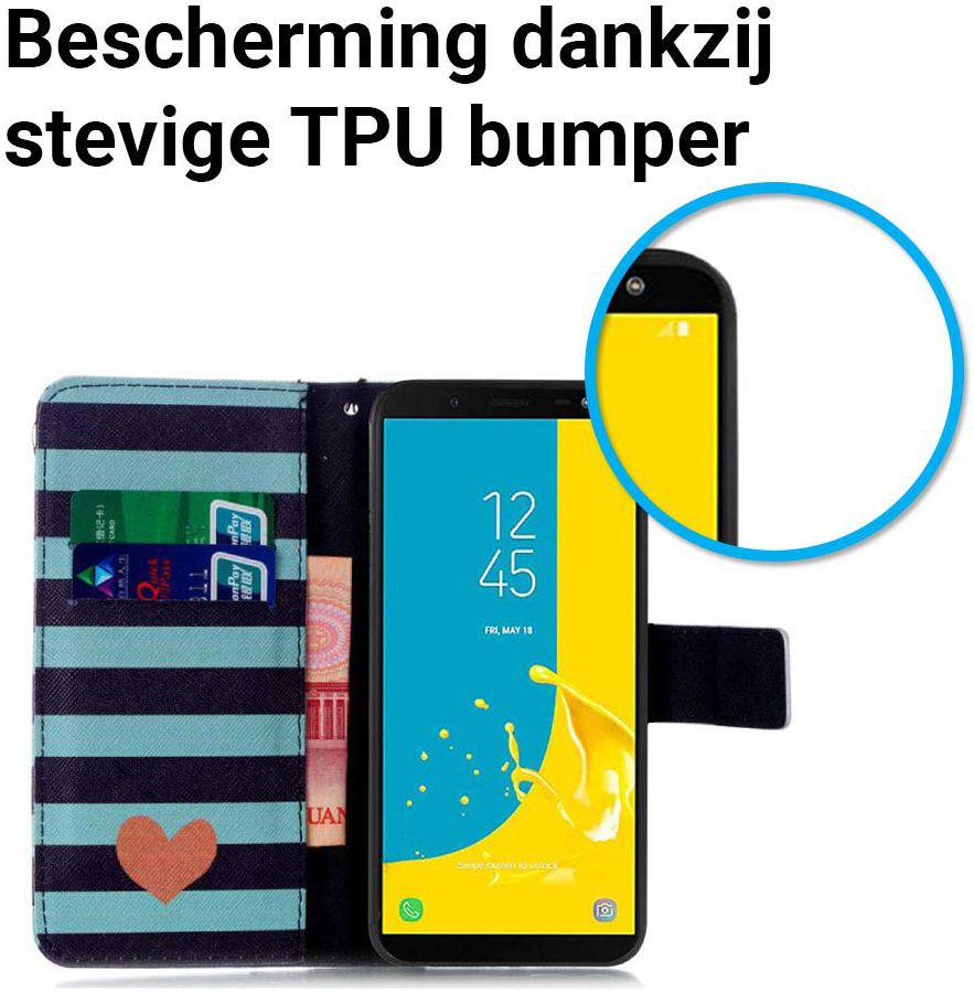 Samsung Galaxy J6 (2018) Portemonnee Hoesje Hart afbeelding 4