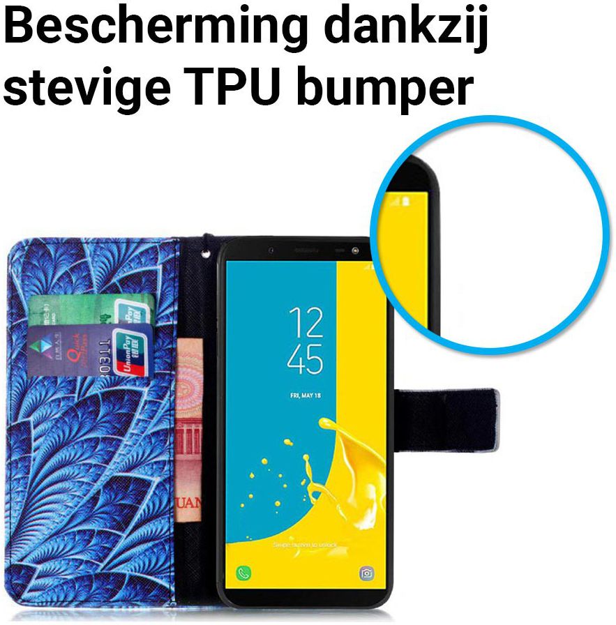 Samsung Galaxy J6 (2018) Portemonnee Hoesje Bladeren afbeelding 6