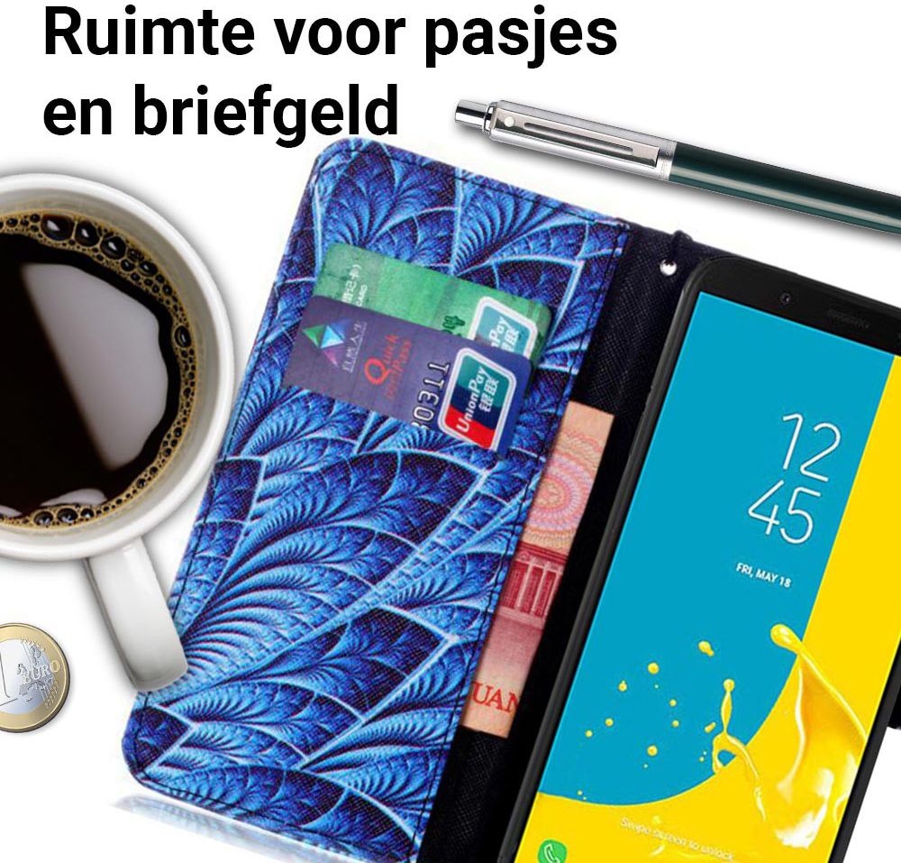 Samsung Galaxy J6 (2018) Portemonnee Hoesje Bladeren afbeelding 4