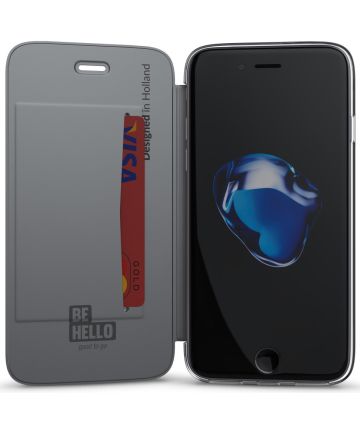 BeHello Transparante Book Case Apple iPhone 8 / 7 / 6S / 6 Zilver Hoesjes