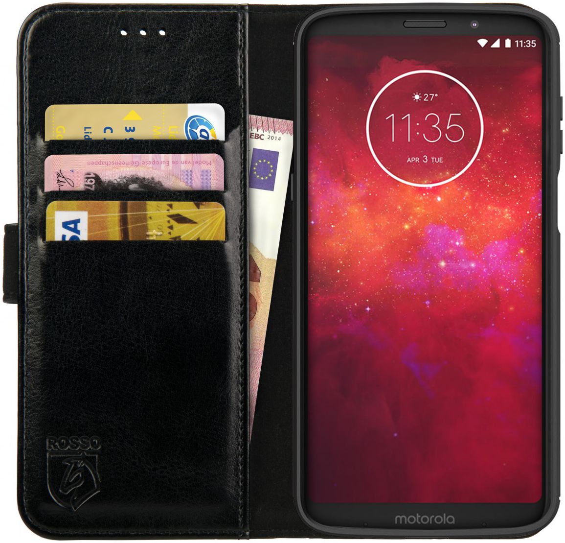 Rosso Element Motorola Moto Z3 Play Hoesje Book Cover Zwart afbeelding 1