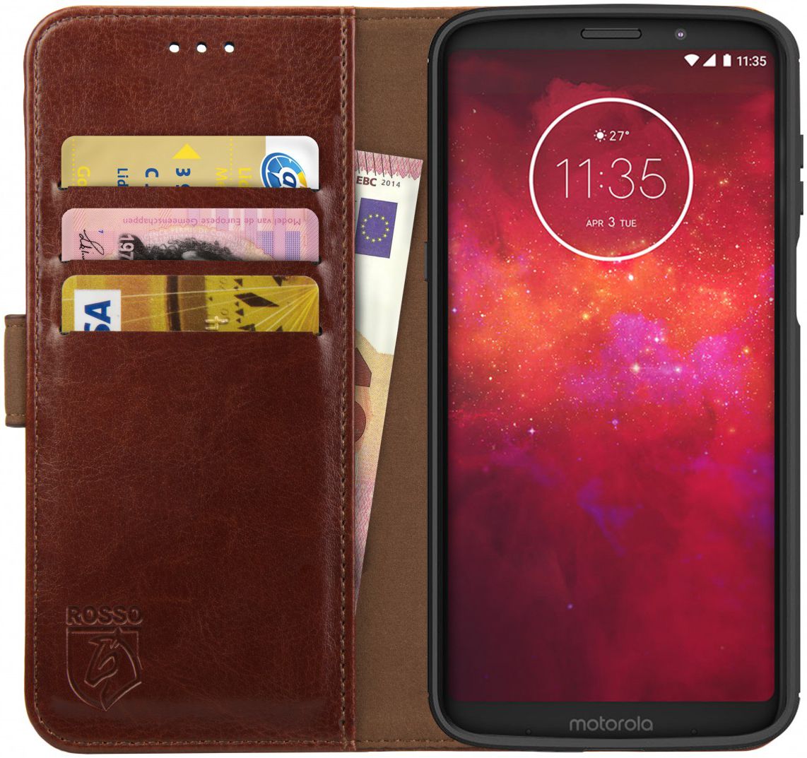 Rosso Element Motorola Moto Z3 Play Hoesje Book Cover Bruin afbeelding 1