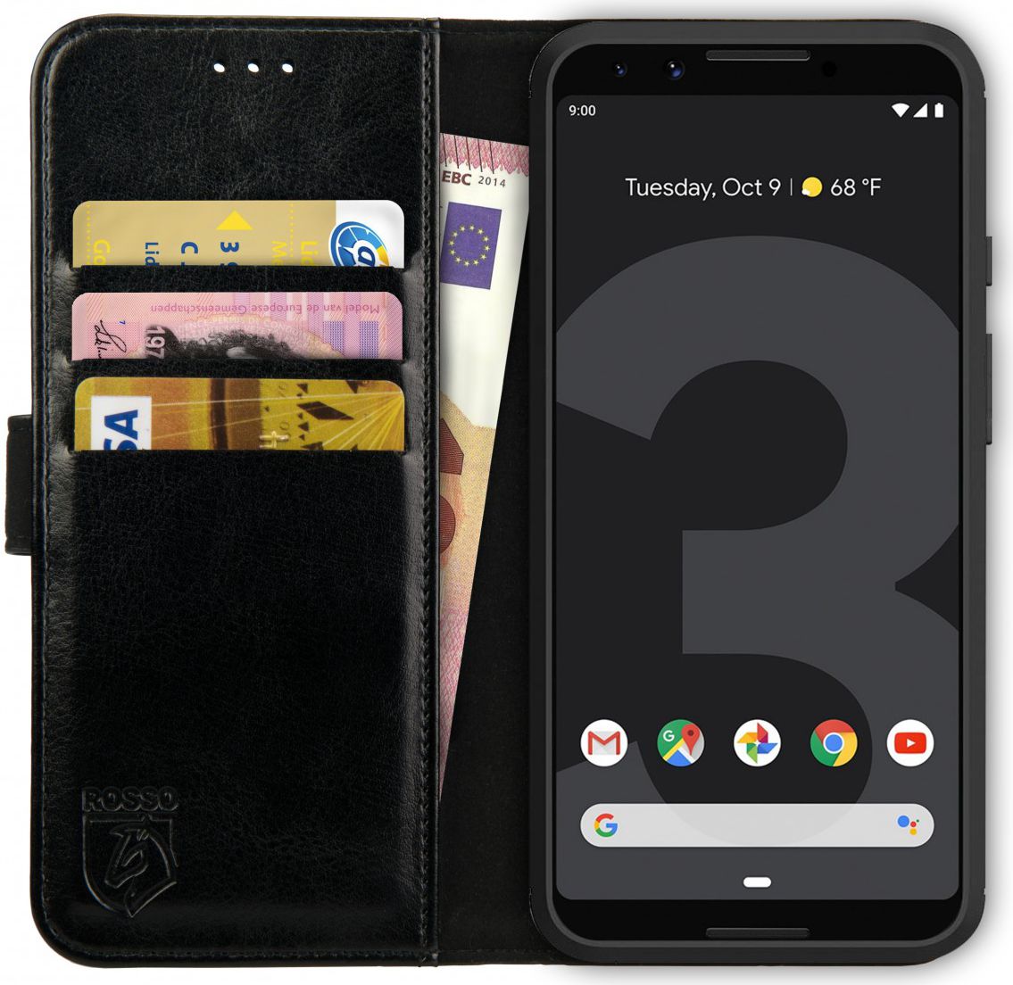 Rosso Element Google Pixel 3 Hoesje Book Cover Zwart afbeelding 1