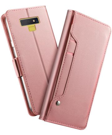 Samsung Galaxy Note 9 Book Cover met Spiegel Roze Goud Hoesjes