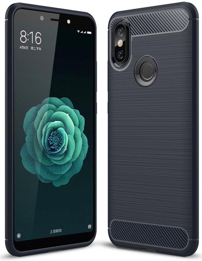 Xiaomi Mi A2 Geborsteld TPU Hoesje Blauw afbeelding 1