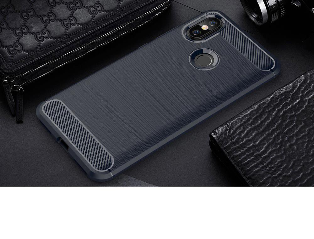 Xiaomi Mi A2 Geborsteld TPU Hoesje Blauw afbeelding 2