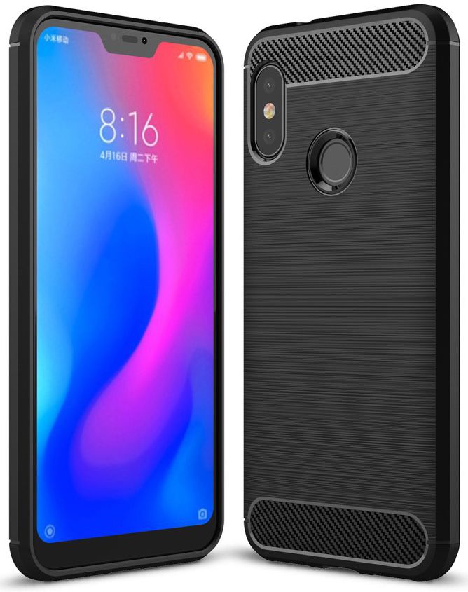 Xiaomi Mi A2 Lite Geborsteld TPU Hoesje Zwart afbeelding 1