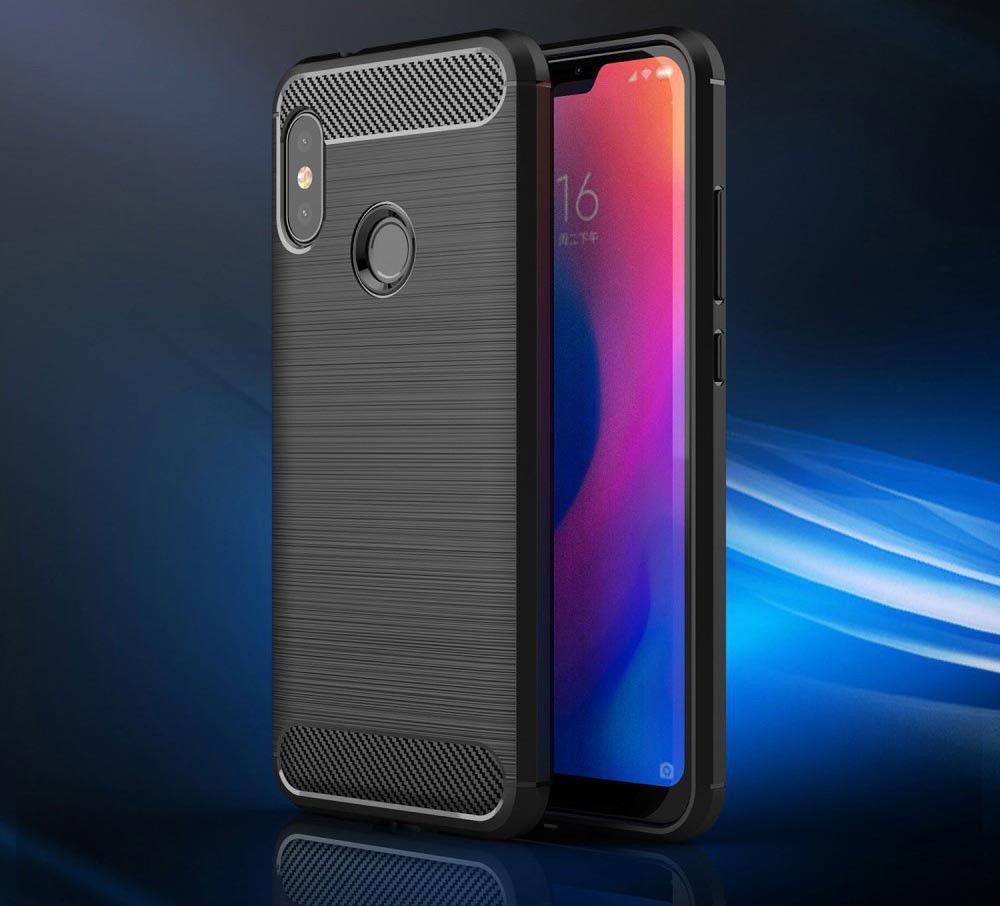 Xiaomi Mi A2 Lite Geborsteld TPU Hoesje Zwart afbeelding 2