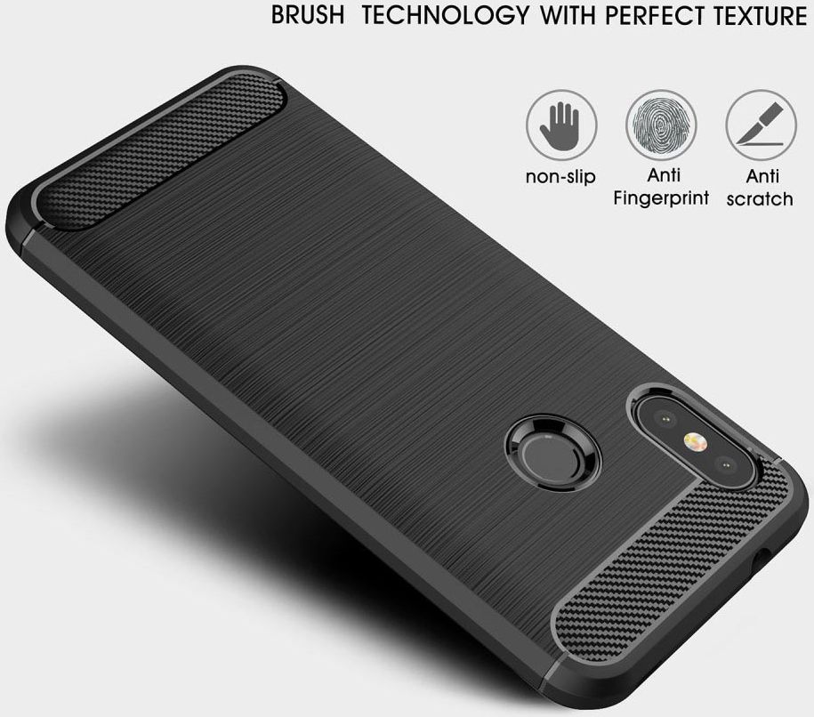 Xiaomi Mi A2 Lite Geborsteld TPU Hoesje Zwart afbeelding 4