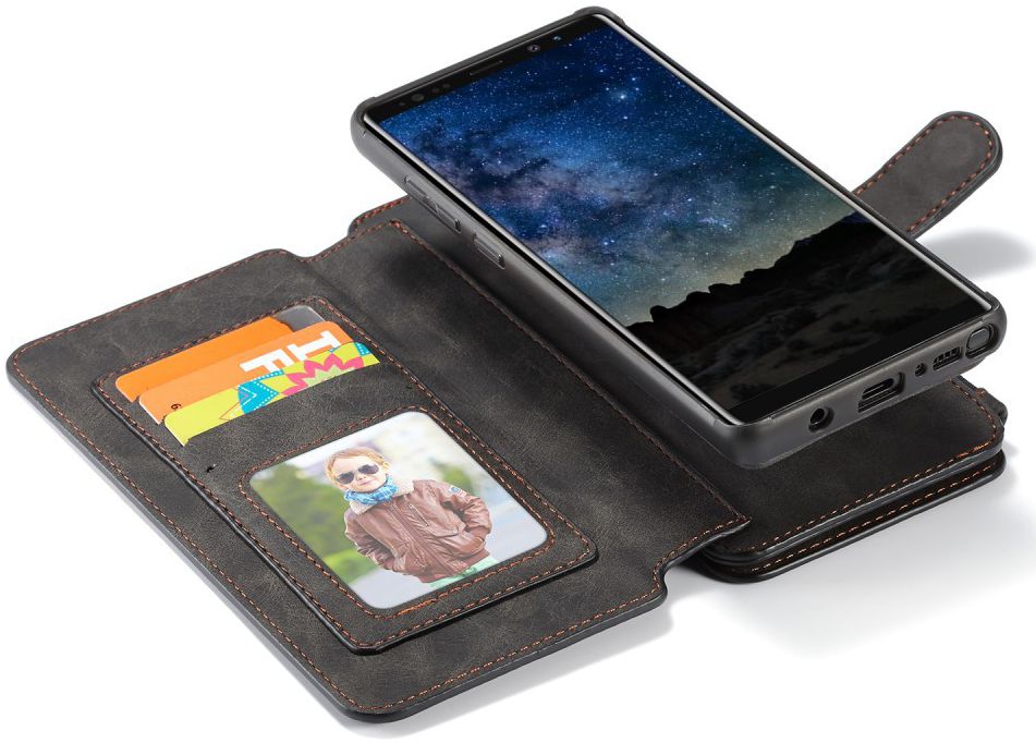 Samsung Galaxy Note 9 Leren 2-in-1 Portemonnee Hoesje Zwart afbeelding 1