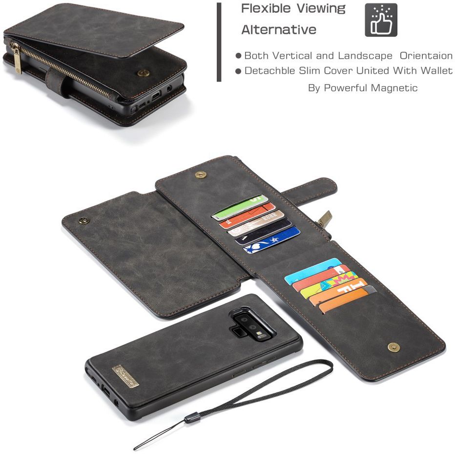 Samsung Galaxy Note 9 Leren 2-in-1 Portemonnee Hoesje Zwart afbeelding 7