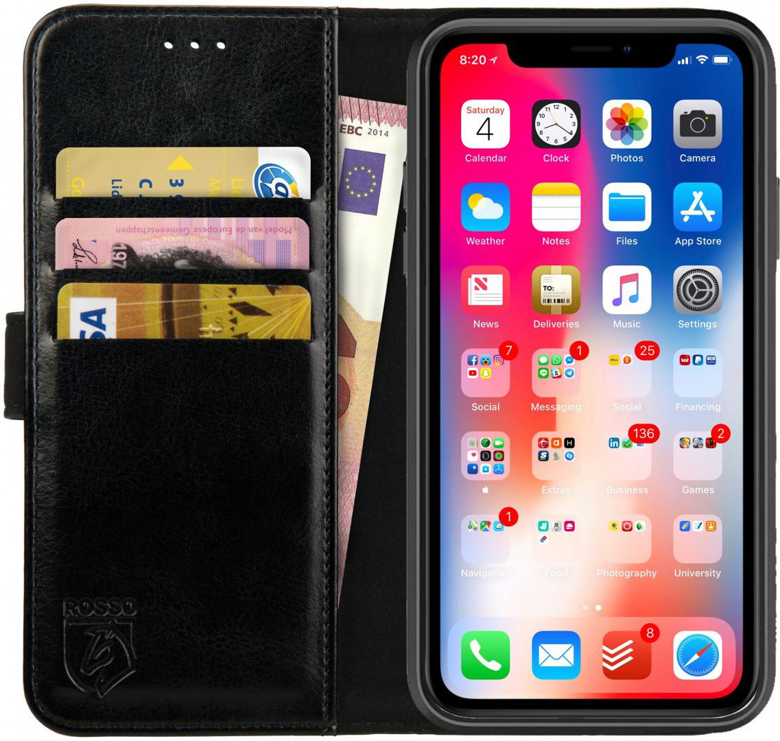 Rosso Element Apple iPhone XR Hoesje Book Cover Zwart afbeelding 1