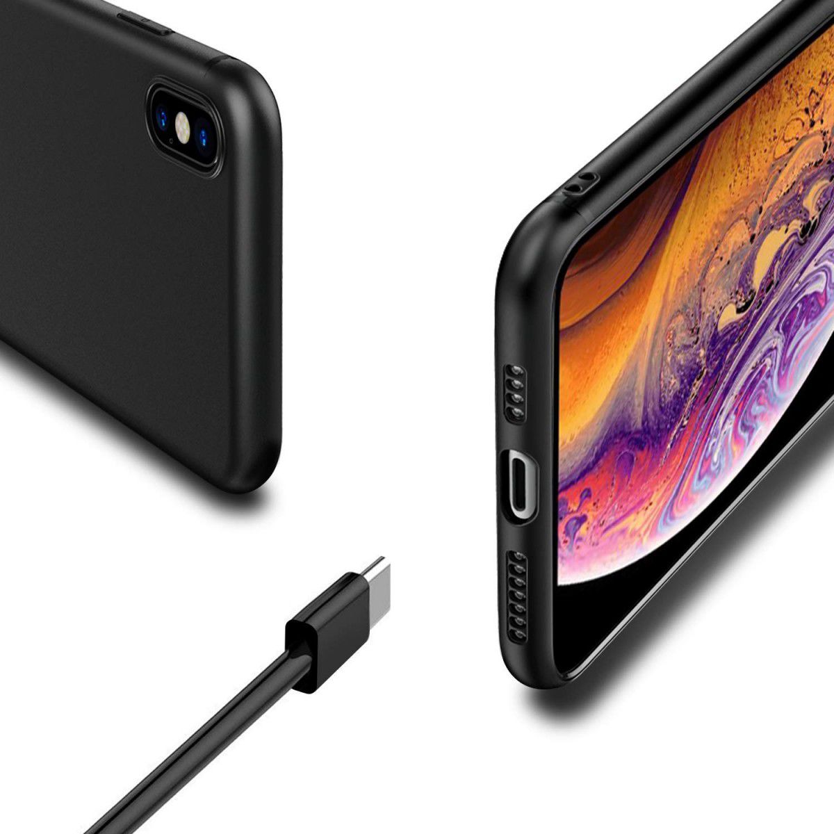 Apple iPhone XS Max Ultra Dun TPU Hoesje Zwart afbeelding 4