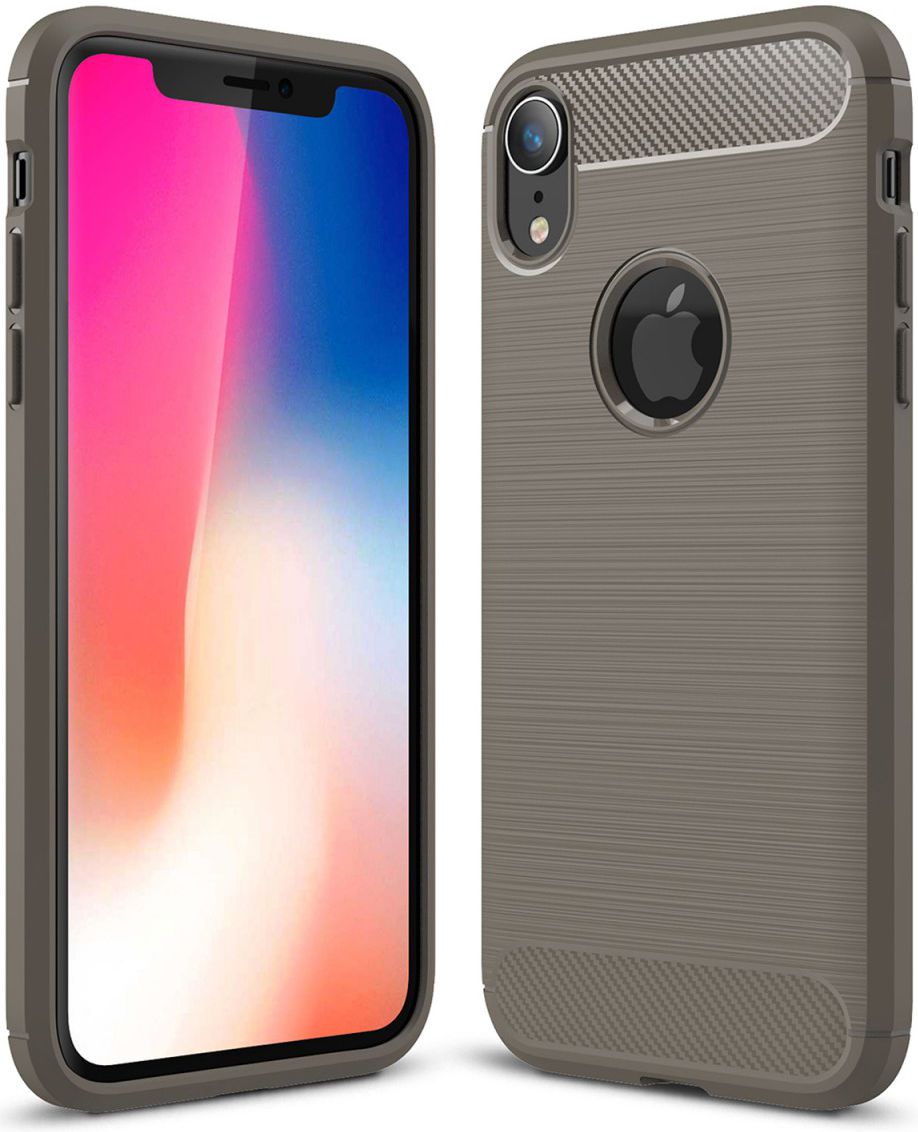 Apple iPhone XR Geborsteld TPU Hoesje Grijs afbeelding 1