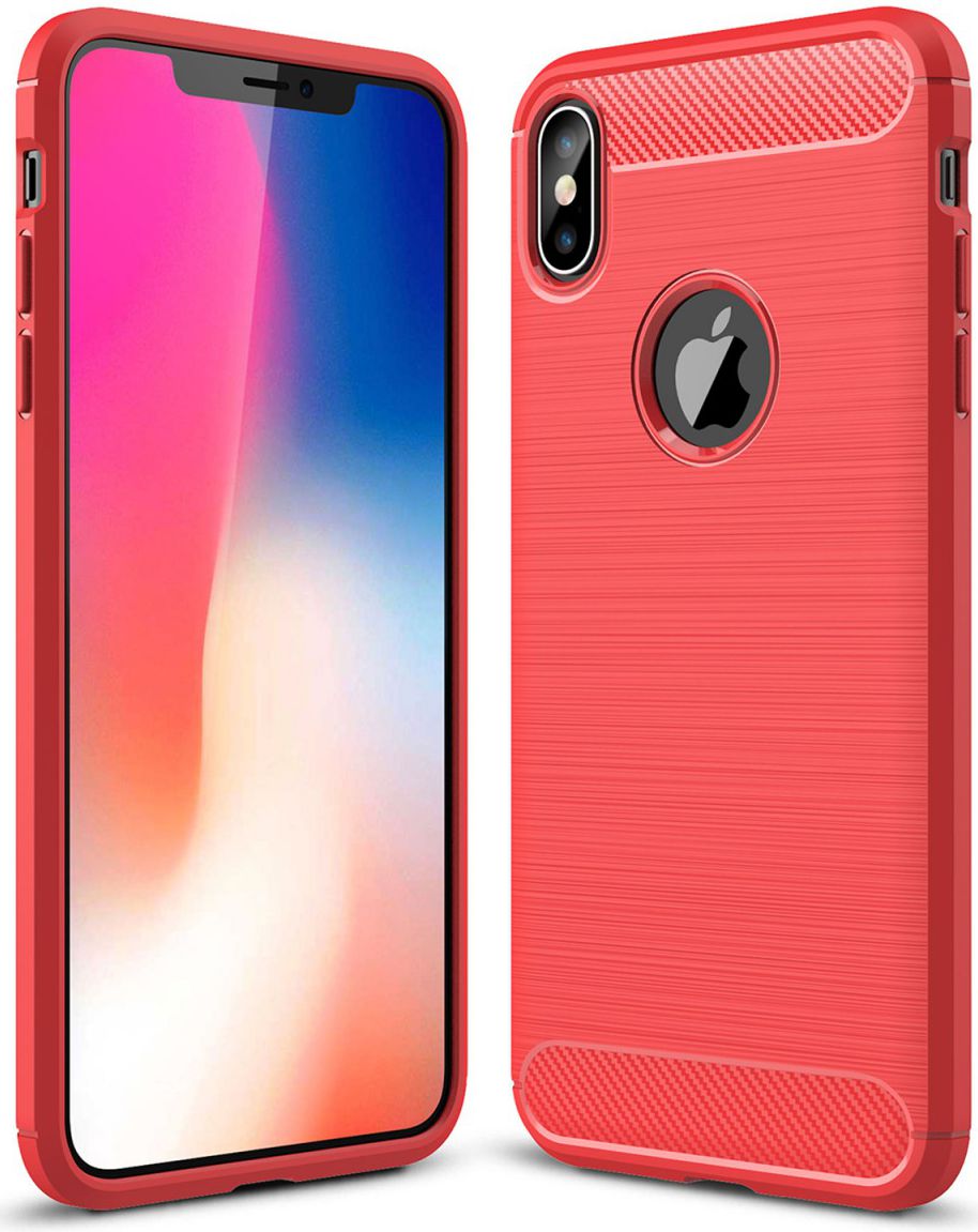 Apple iPhone XS Max Geborsteld TPU Hoesje Rood afbeelding 1