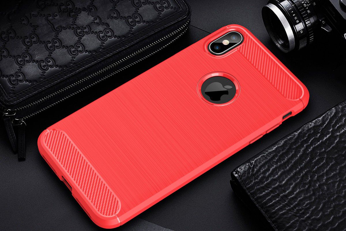 Apple iPhone XS Max Geborsteld TPU Hoesje Rood afbeelding 2