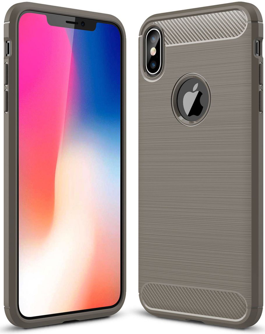Apple iPhone XS Max Geborsteld TPU Hoesje Grijs afbeelding 1