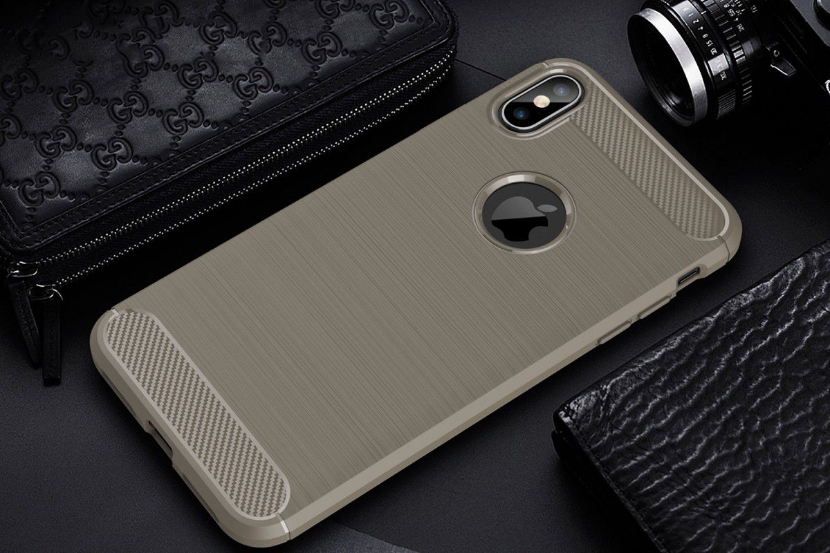 Apple iPhone XS Max Geborsteld TPU Hoesje Grijs afbeelding 2