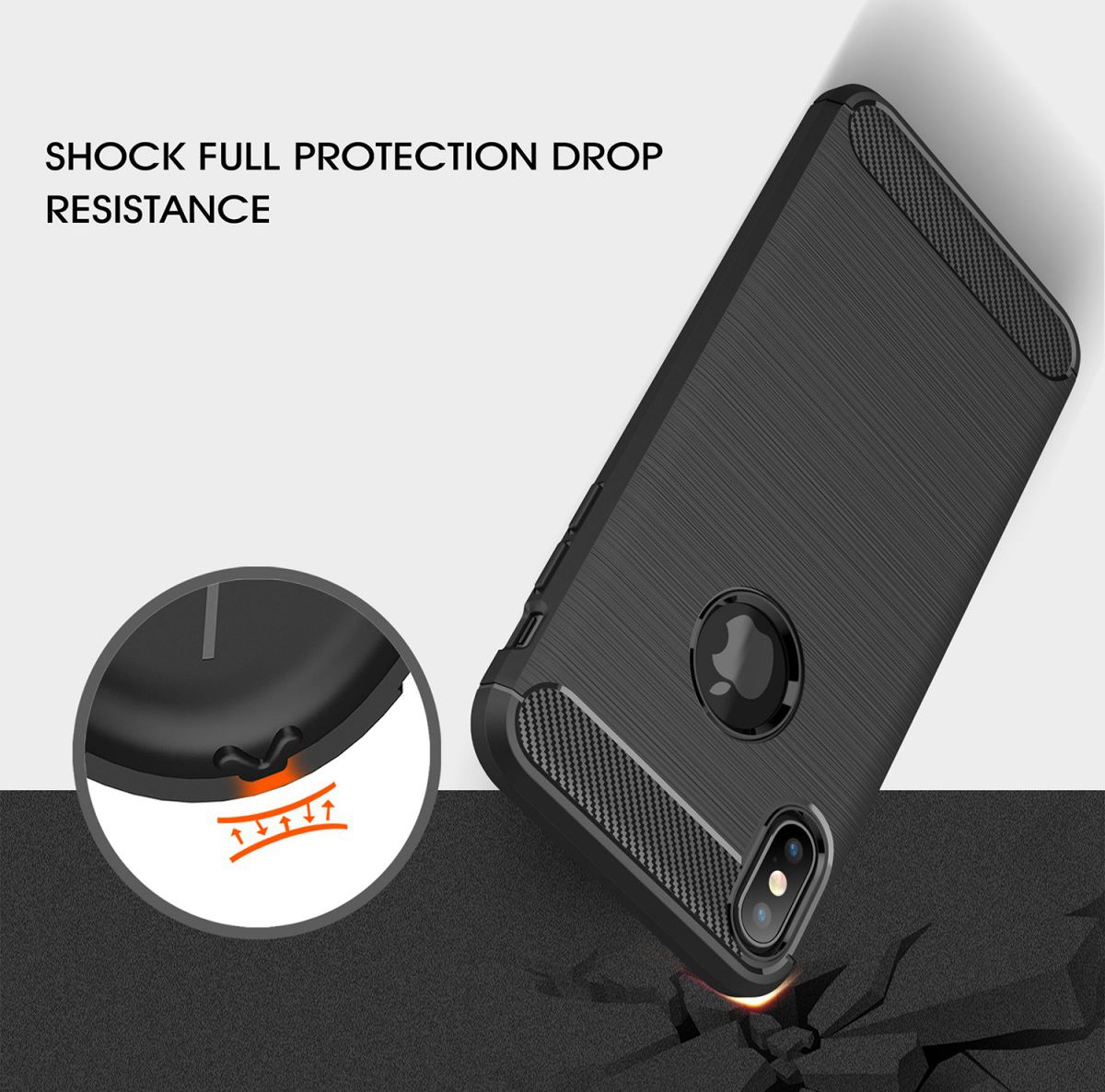Apple iPhone XS Max Geborsteld TPU Hoesje Grijs afbeelding 4