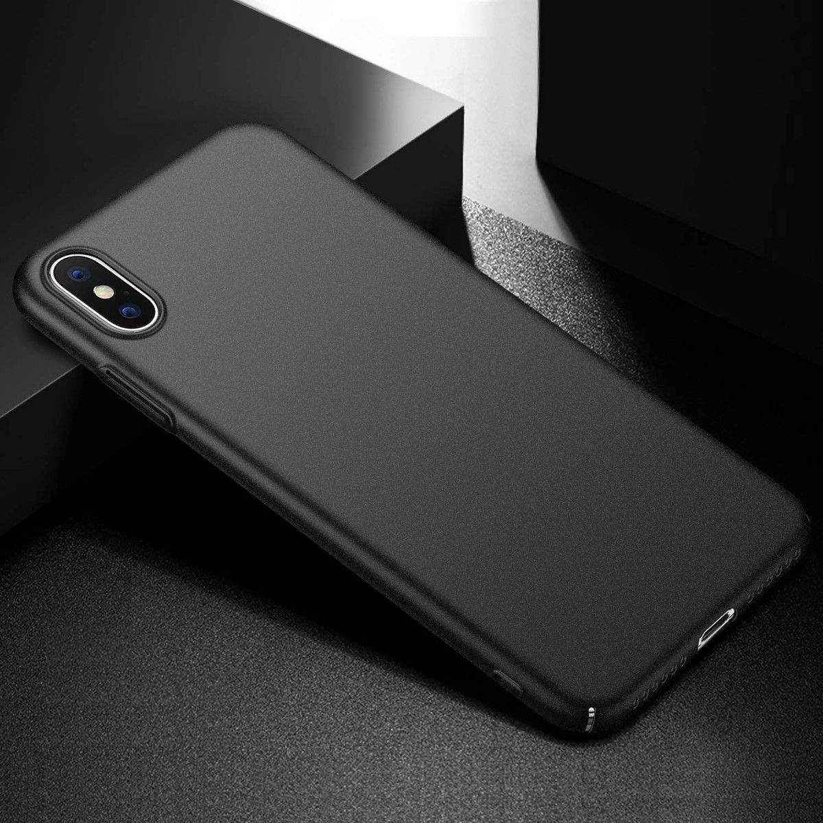 Apple iPhone XS Max Dun Mat Back Cover Hoesje Zwart afbeelding 2