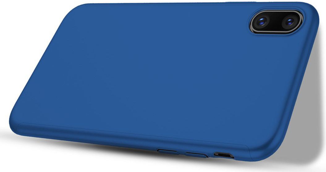 Apple iPhone XR Full Cover Hard Case met Tempered Glass Blauw afbeelding 4