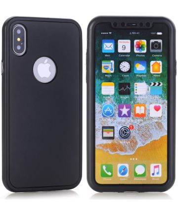 Apple iPhone XS Full Cover Hard Case met Tempered Glass Zwart Hoesjes
