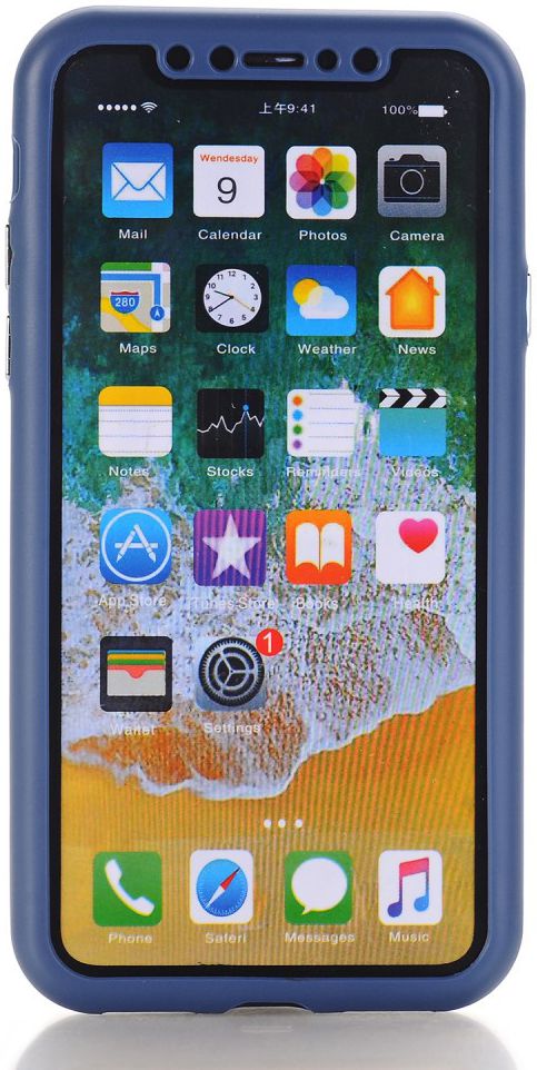 Apple iPhone XS Full Cover Hard Case met Tempered Glass Blauw afbeelding 4