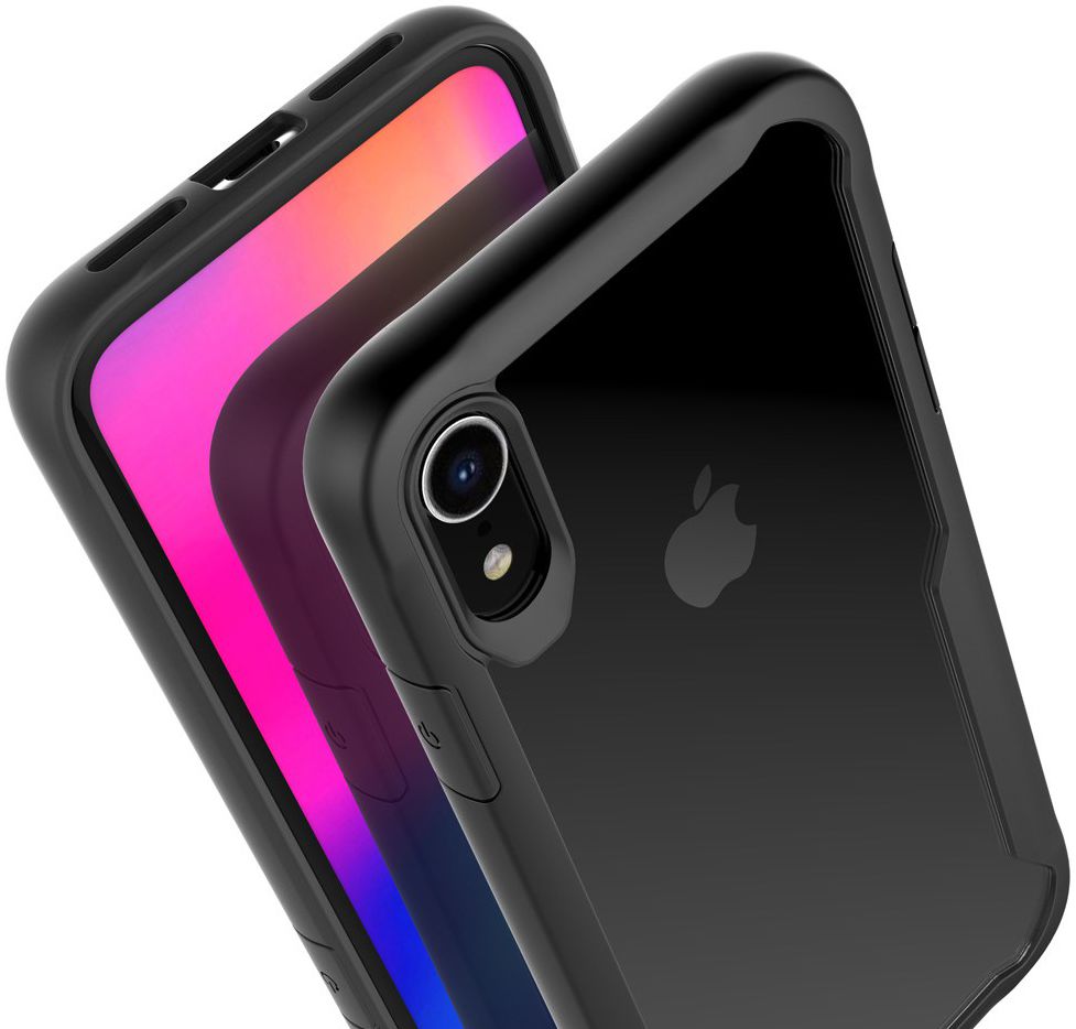 Apple iPhone XR Hybride Back Cover Hoesje Transparant Zwart afbeelding 3