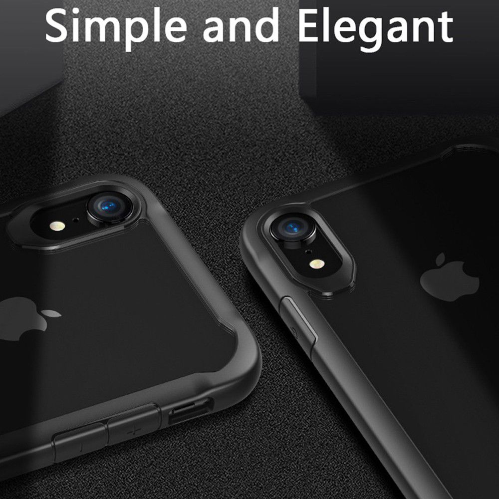Apple iPhone XR Hybride Back Cover Hoesje Transparant Zwart afbeelding 4