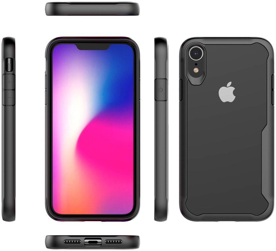 Apple iPhone XR Hybride Back Cover Hoesje Transparant Zwart afbeelding 6