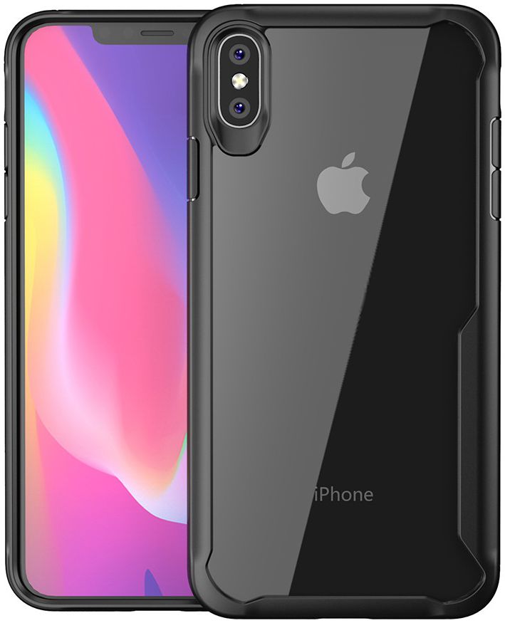 Apple iPhone XS Max Hybride Back Cover Hoesje Transparant Zwart afbeelding 1