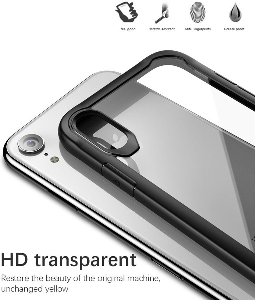 Apple iPhone XS Max Hybride Back Cover Hoesje Transparant Zwart afbeelding 4