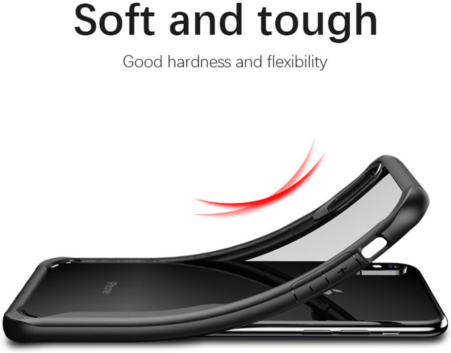 Apple iPhone XS Max Hybride Back Cover Hoesje Transparant Zwart afbeelding 6
