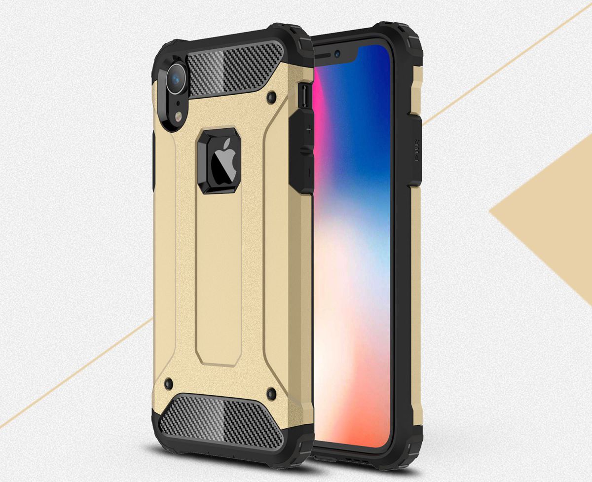 Apple IPhone XR Hoesje Shock Proof Hybride Back Cover Goud afbeelding 2