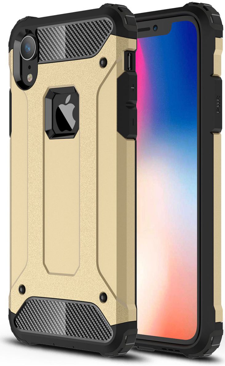 Apple IPhone XR Hoesje Shock Proof Hybride Back Cover Goud afbeelding 1