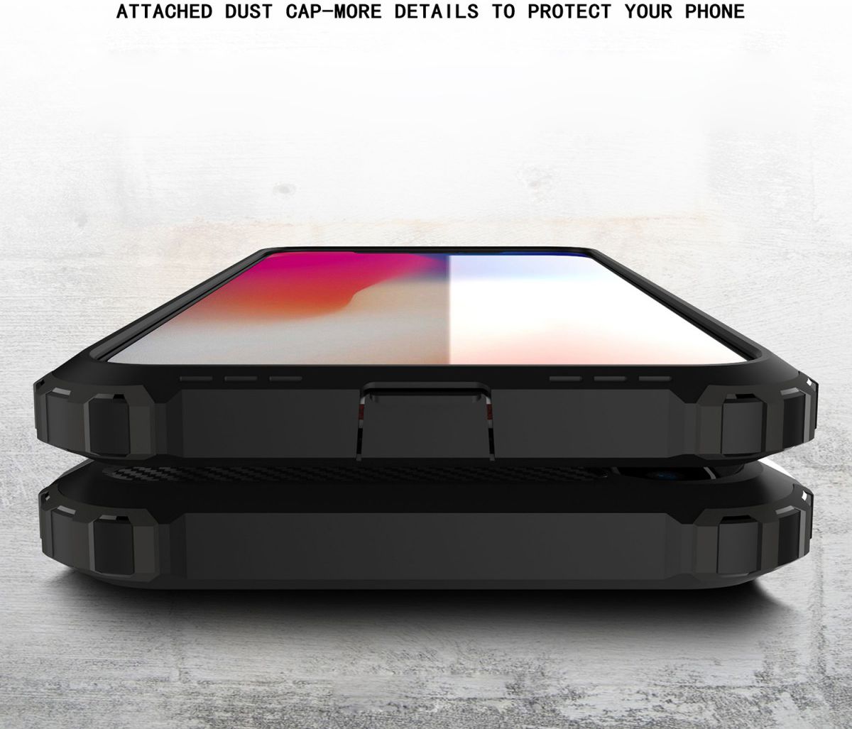Apple iPhone XS Max Hoesje Shock Proof Hybride Back Cover Zwart afbeelding 5