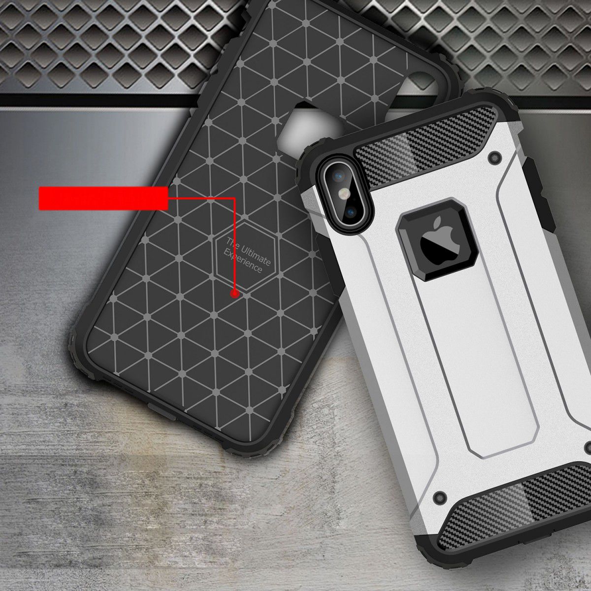 Apple iPhone XS Max Hoesje Shock Proof Hybride Back Cover Zwart afbeelding 7